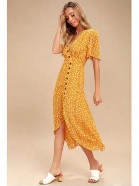 Lulu's Floral Afternoon Delight Button-Front Midi Dress